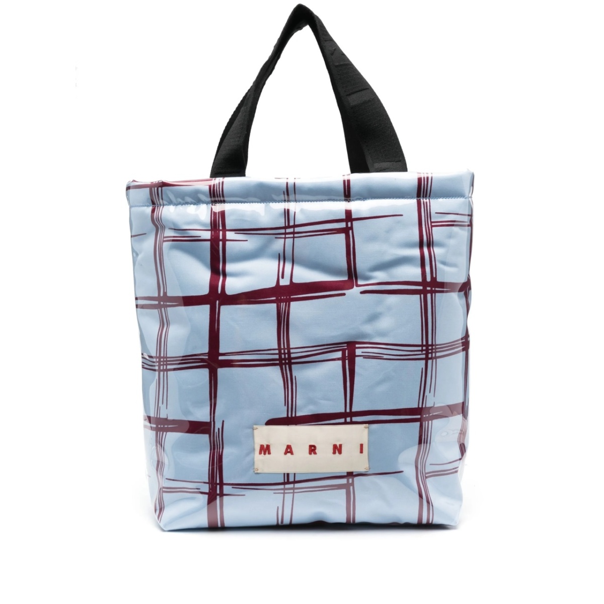 checked padded-design tote bag