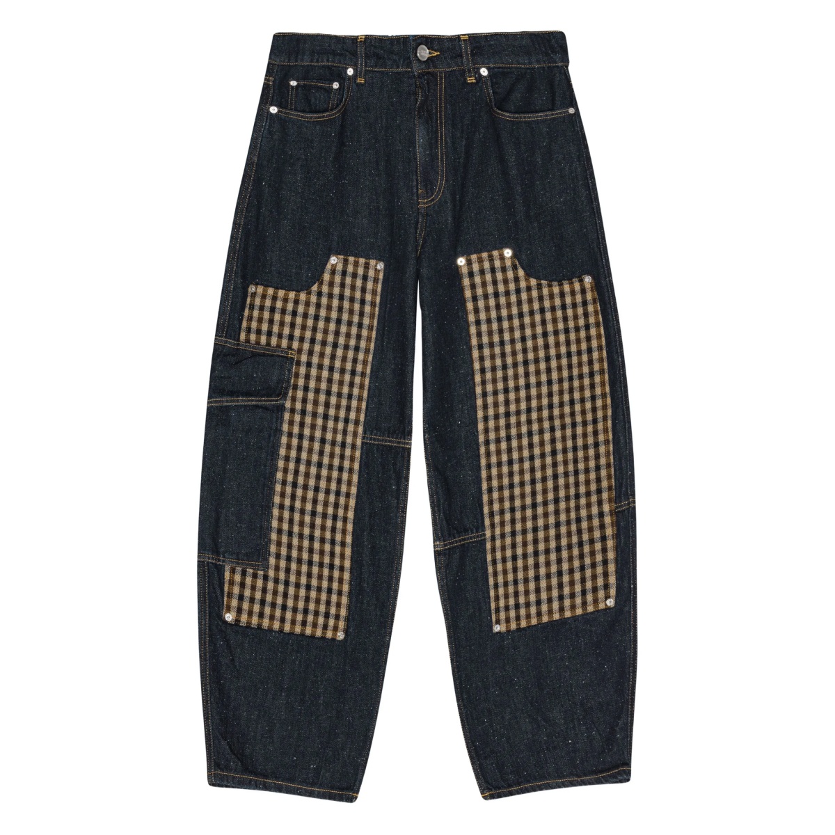 checked-panel jeans