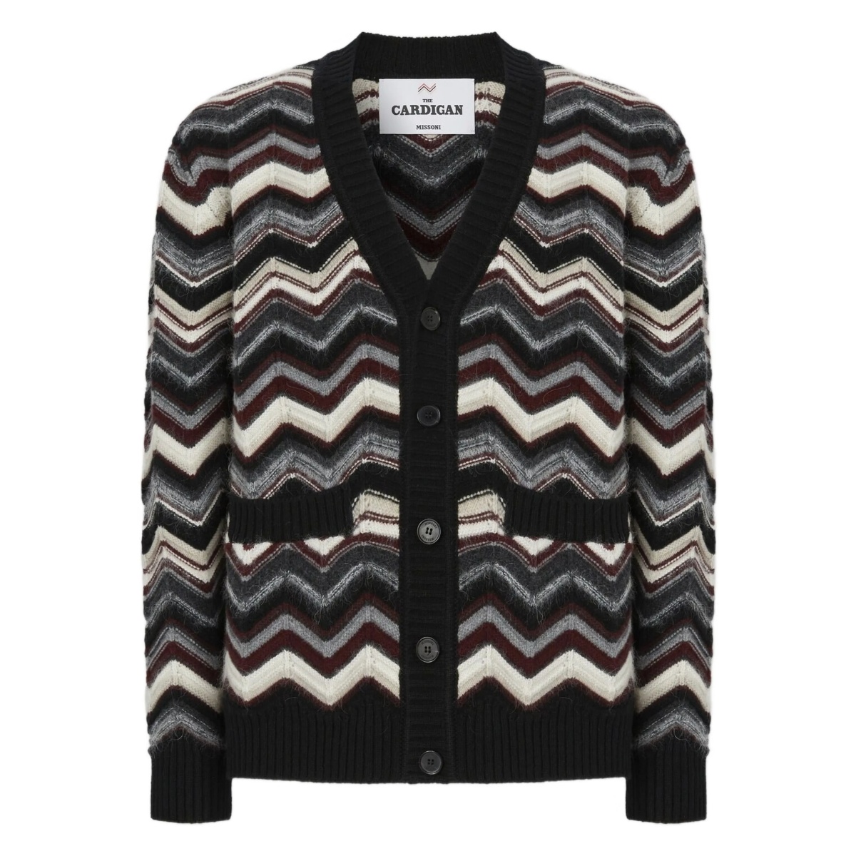 chevron-pattern pocket cardigan