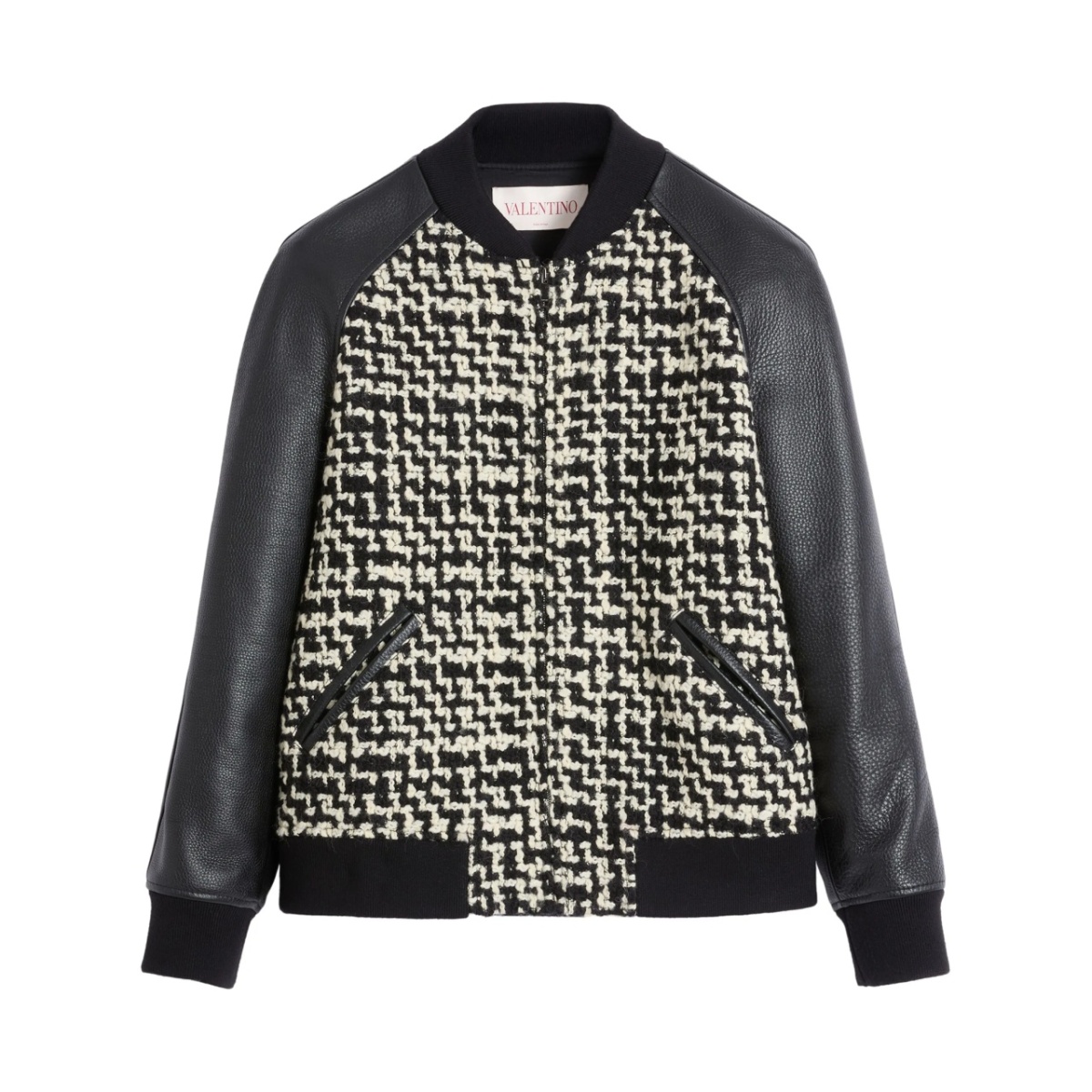 Chez Valentino-patch tweed bomber jacket