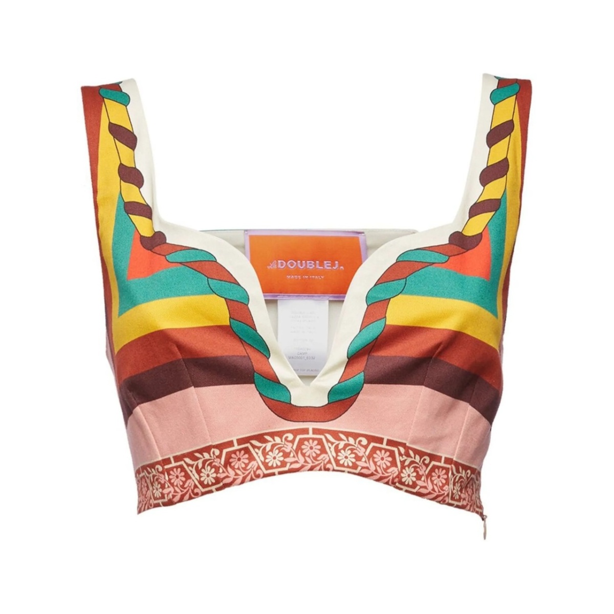 colour-block printed crop top