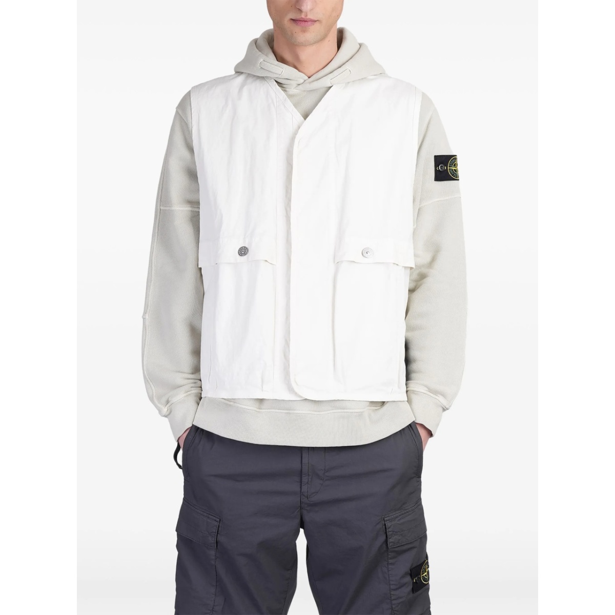 Compass-badge hooded jacket