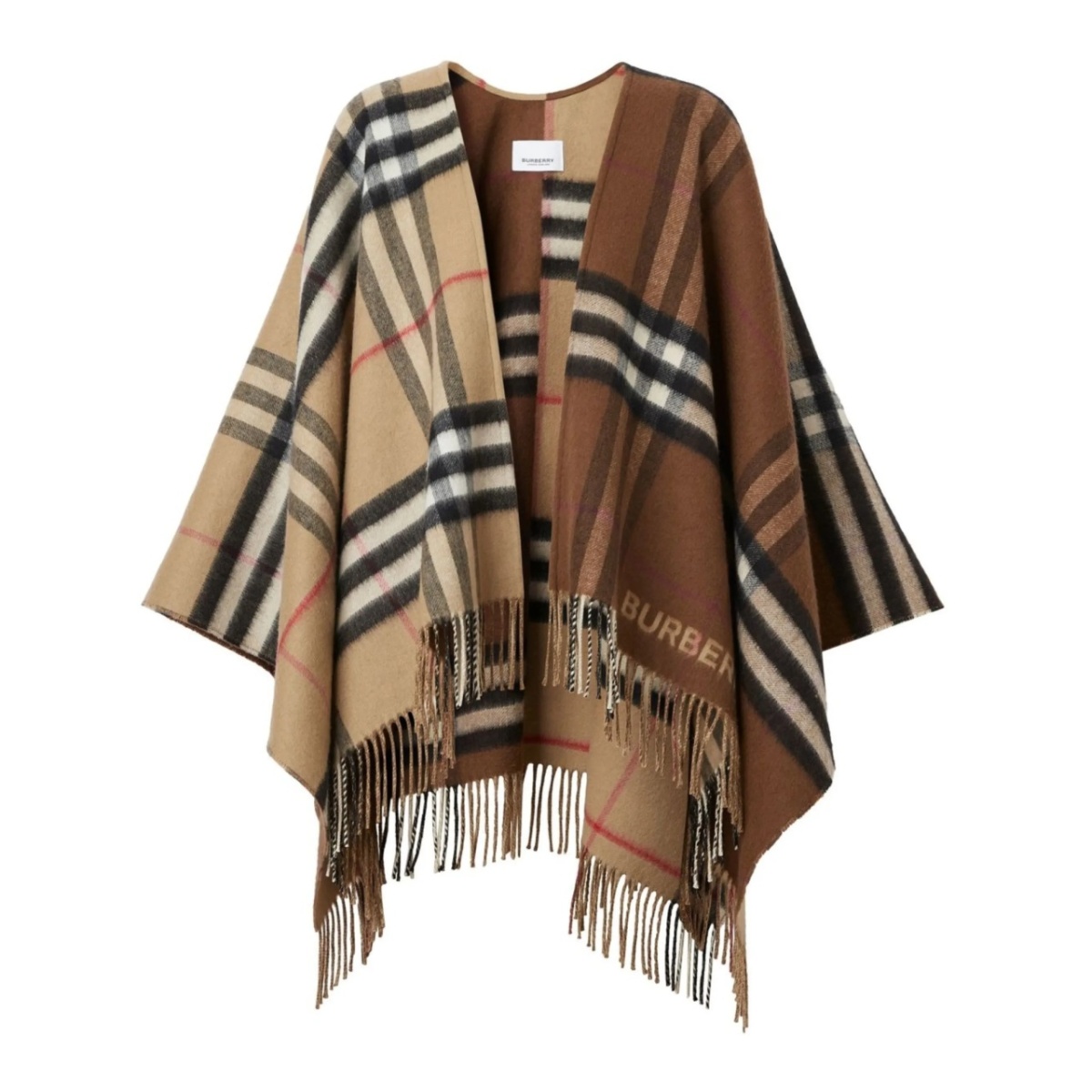 Contrast check fringed cape