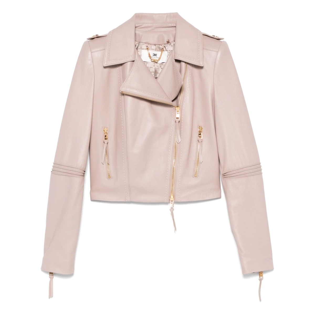 contrasting-stitching biker jacket