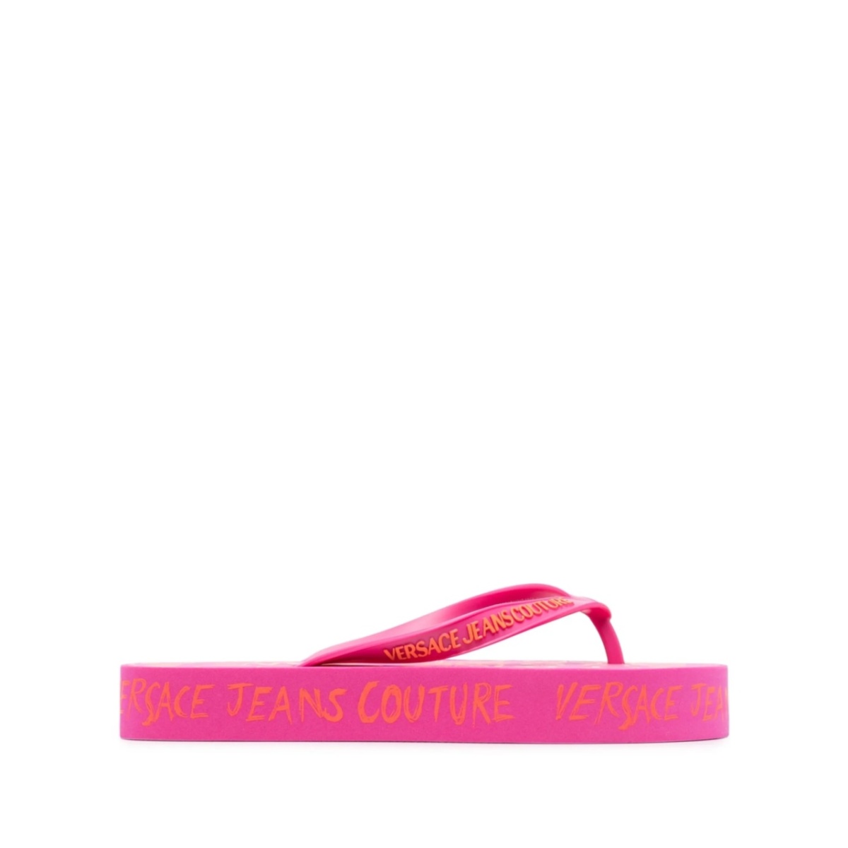 Couture-print flatform flip flops