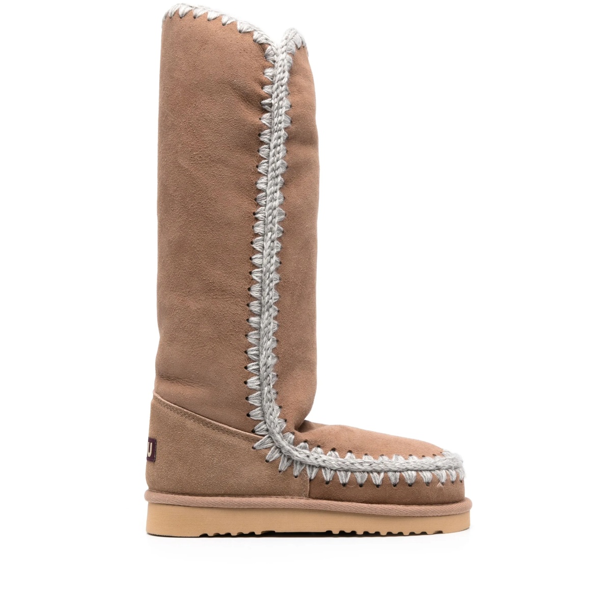crochet-trim suede boots