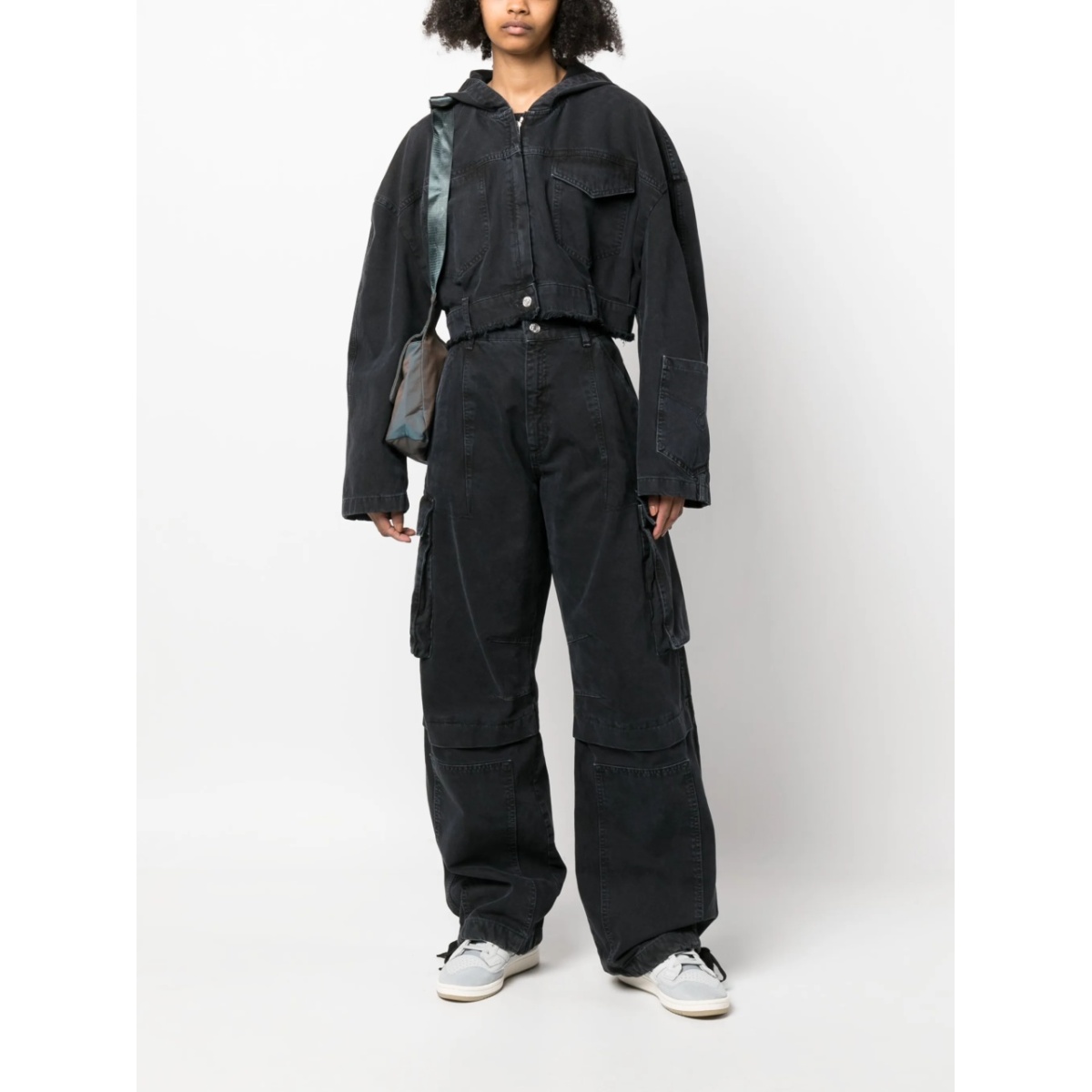 cropped denim hooded jacket - Img 2