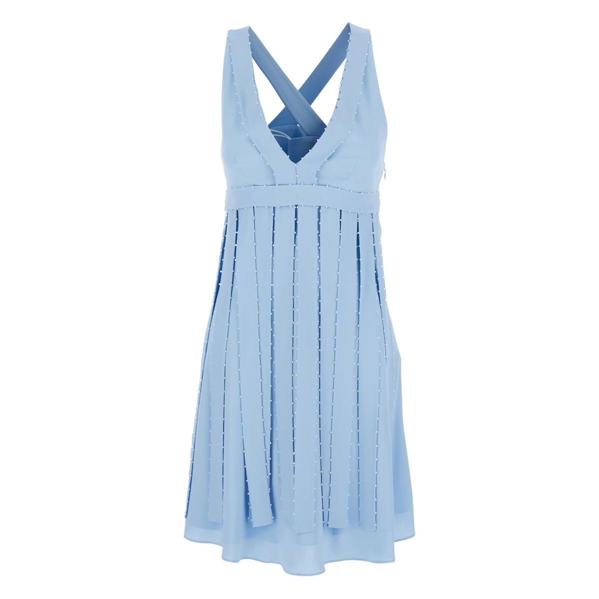 cross-back pleated midi dress