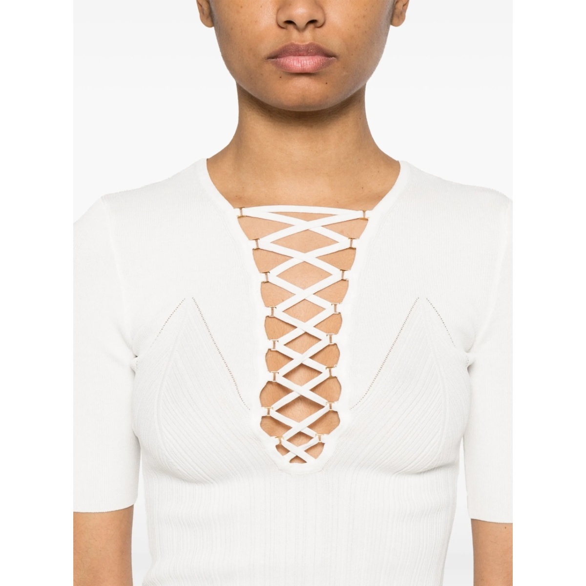 crossover-lace knitted top - Img 5
