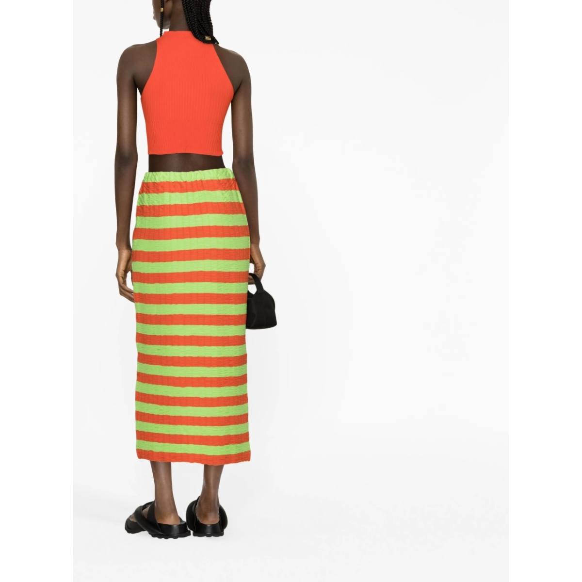 Curled striped midi skirt - Img 4