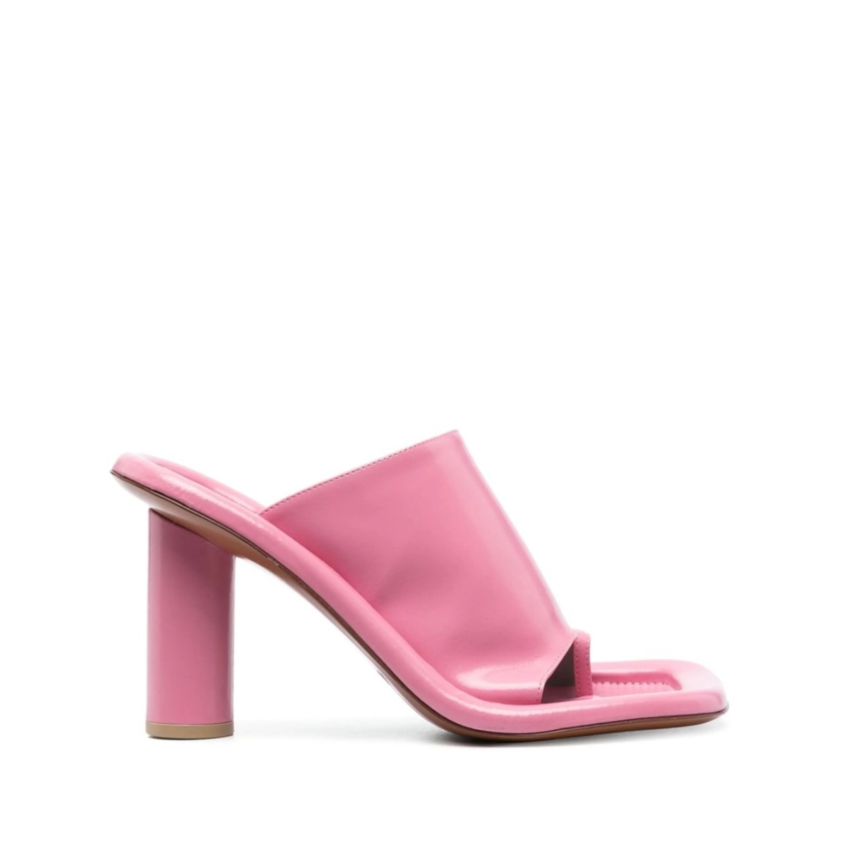 Cushion square-toe leather mules