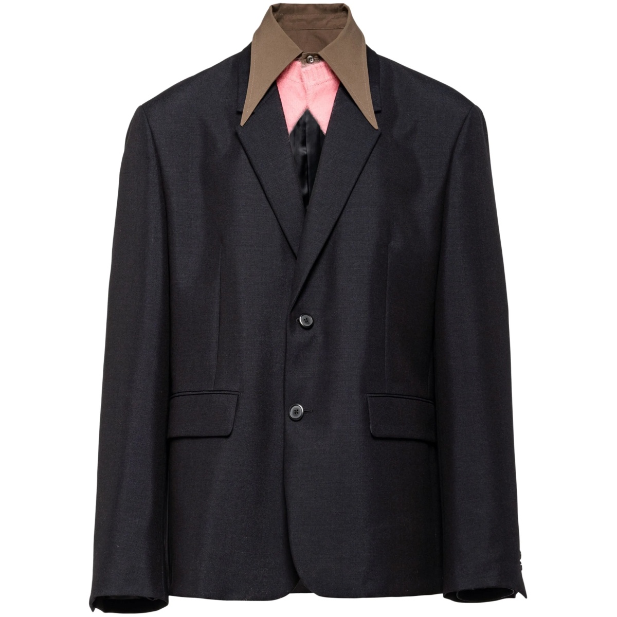 detachable-collar wool blazer