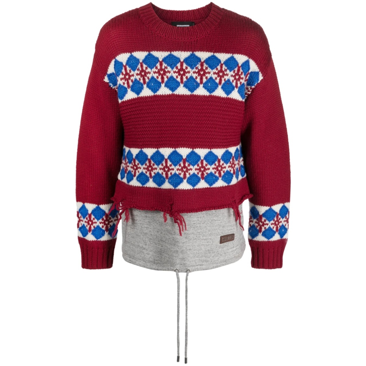 distressed-finish wool jumper