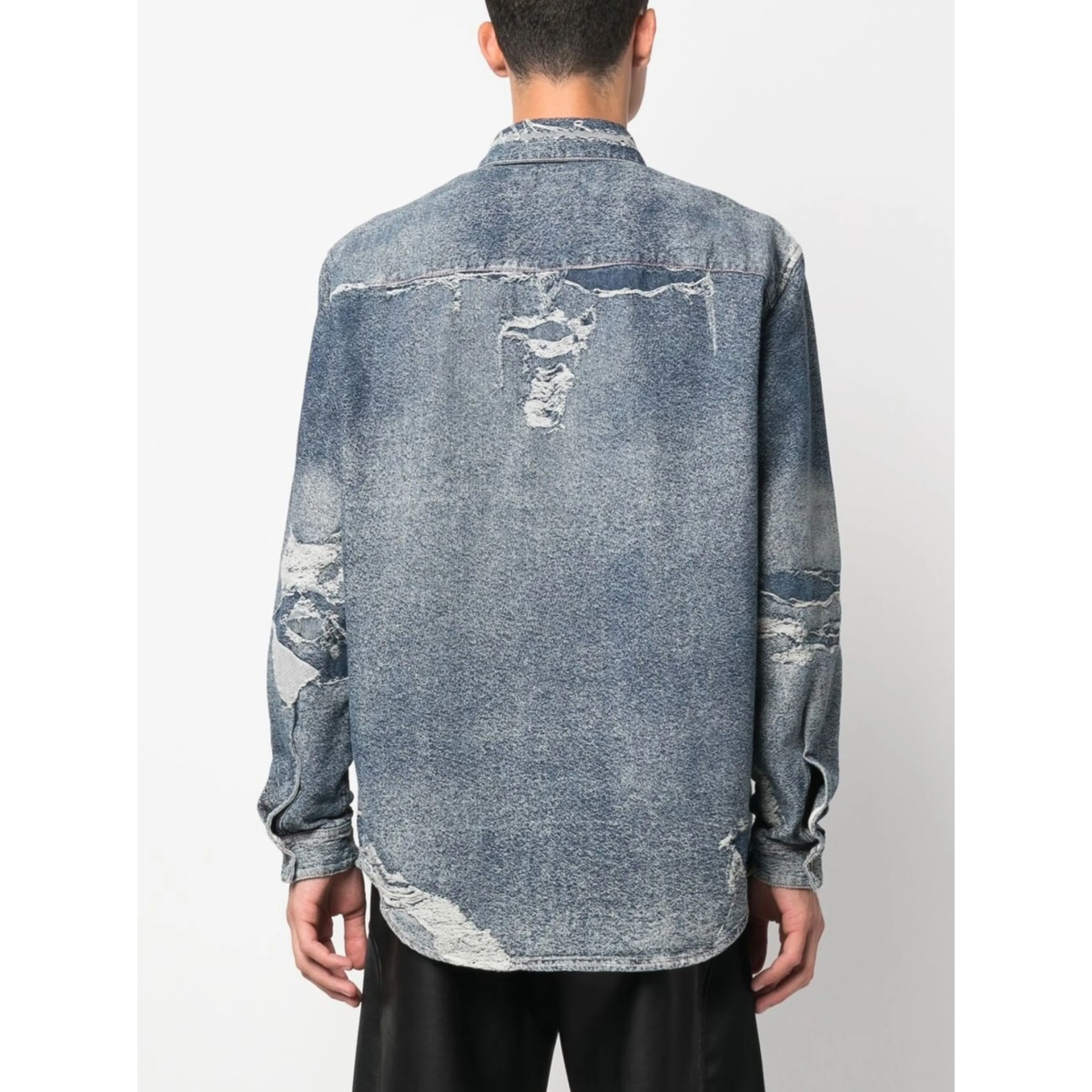 distressed long-sleeve denim shirt - Img 4