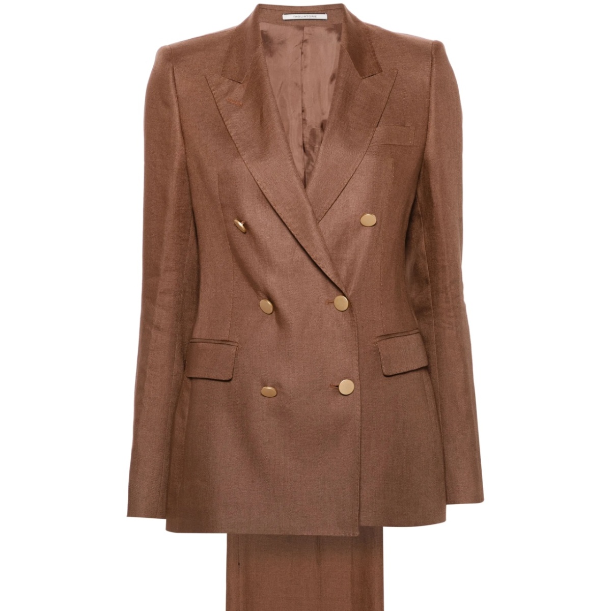double-breasted linen suit
