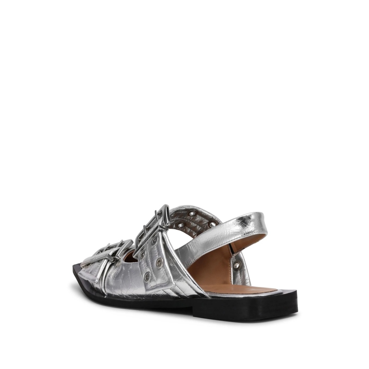 double-buckled metallic-effect ballerina shoes - Img 3