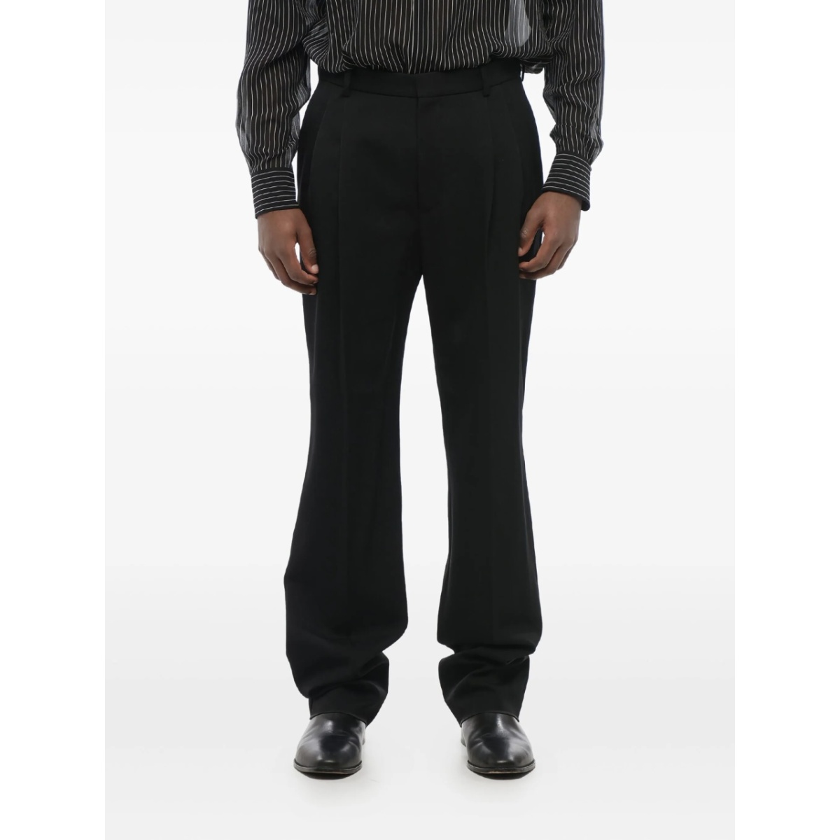 double-pleated wool trousers
