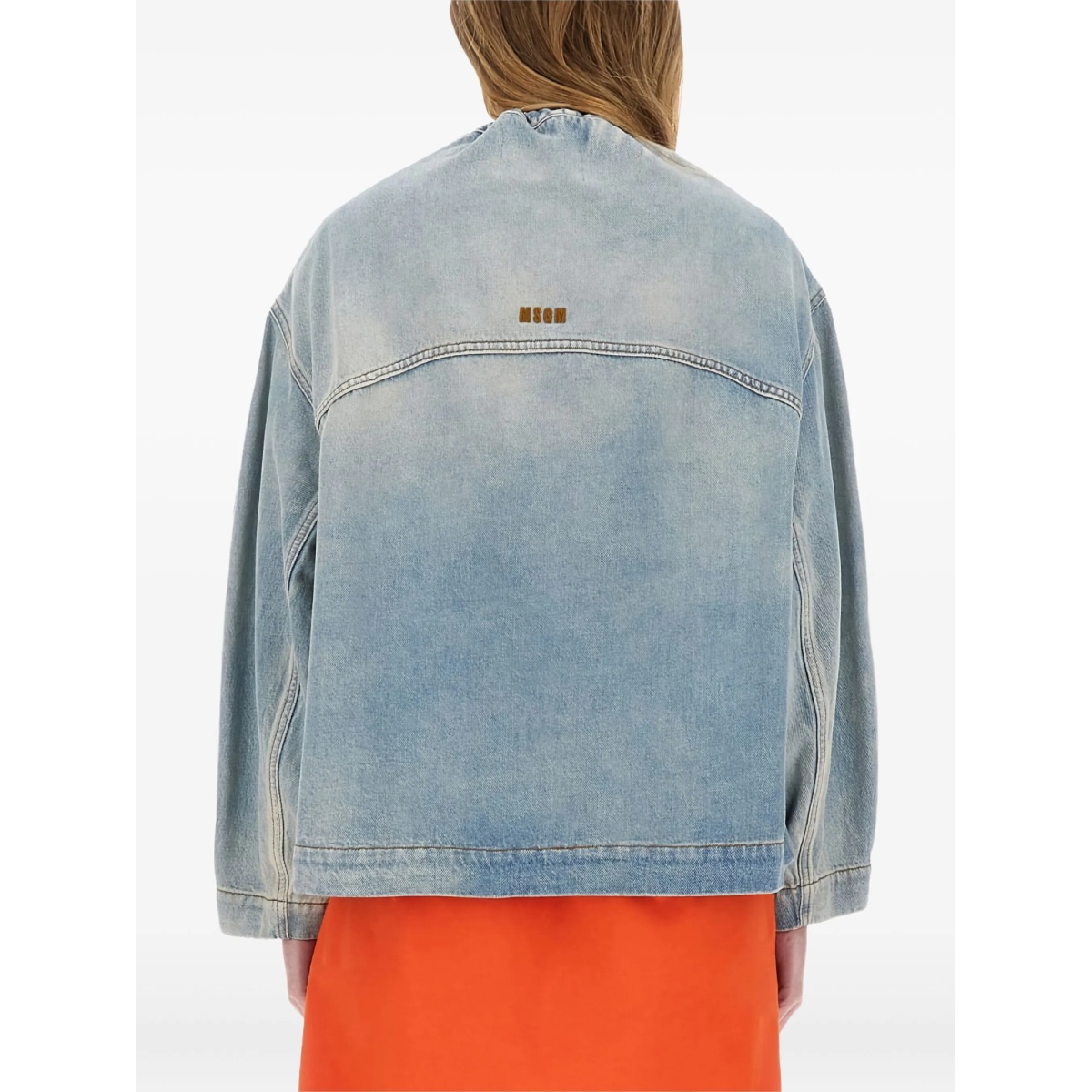 drawstring-collar denim jacket - Img 3