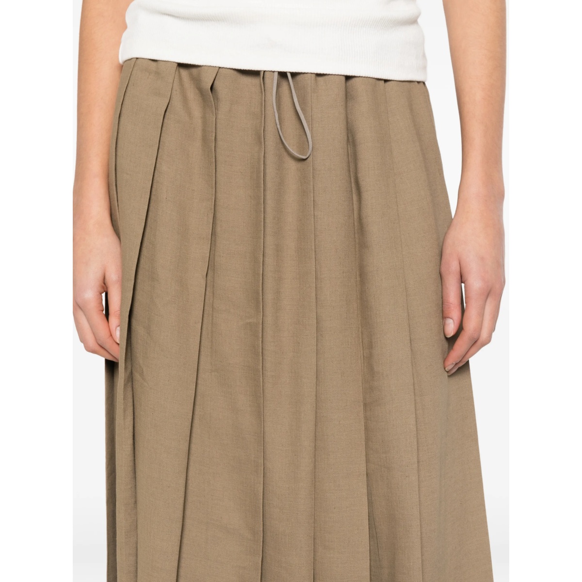 drawstring-fastening pleated midi skirt - Img 5