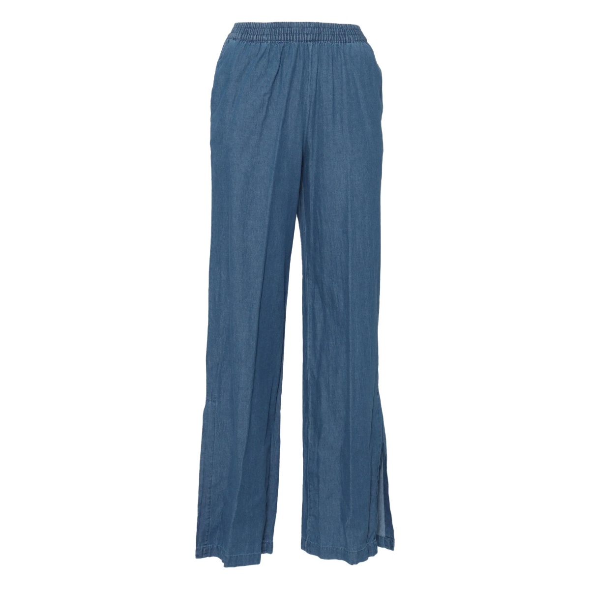 elastic-waist split-hem jeans