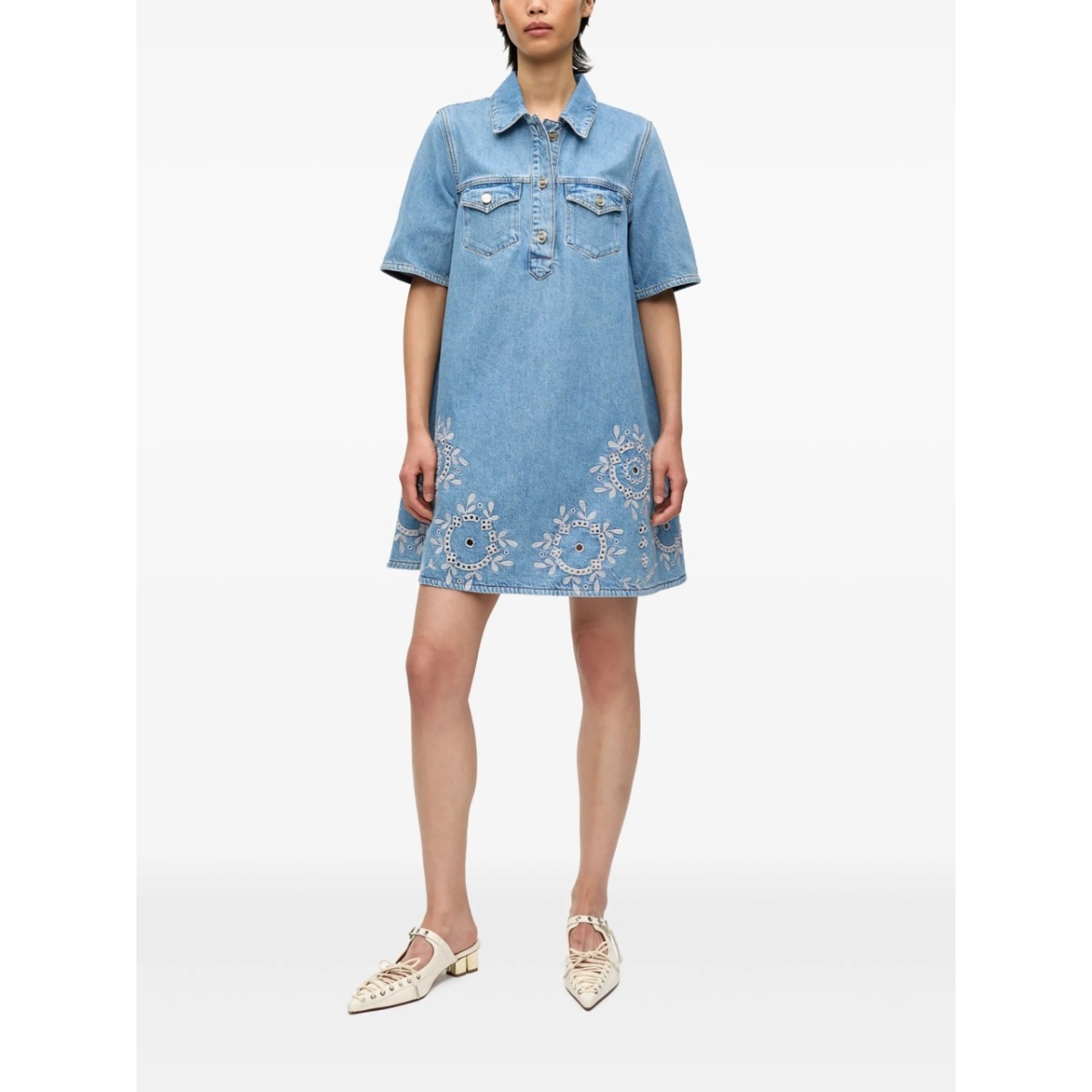 embroidered denim dress - Img 2