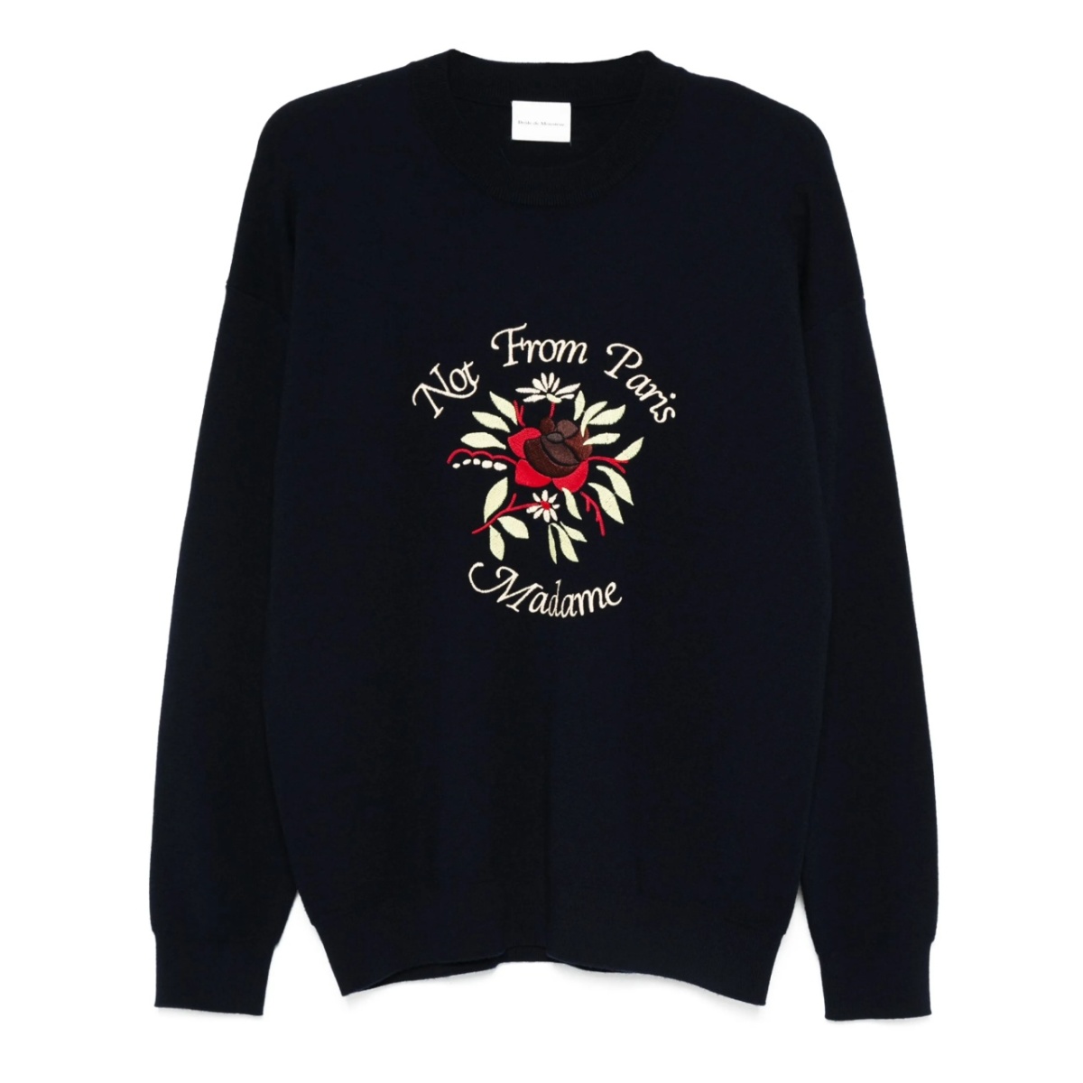 embroidered-slogan sweater