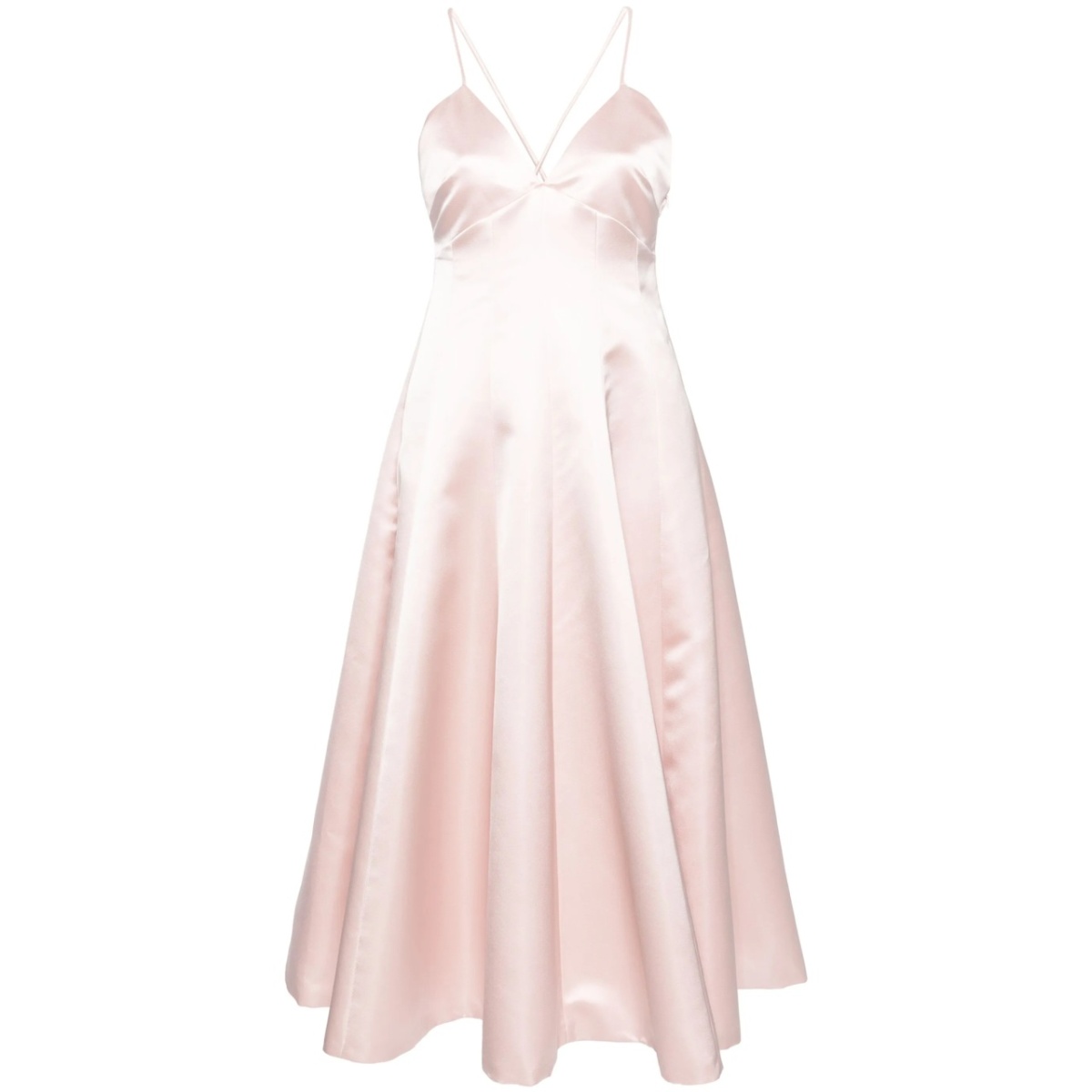 flared duchess-satin midi dress