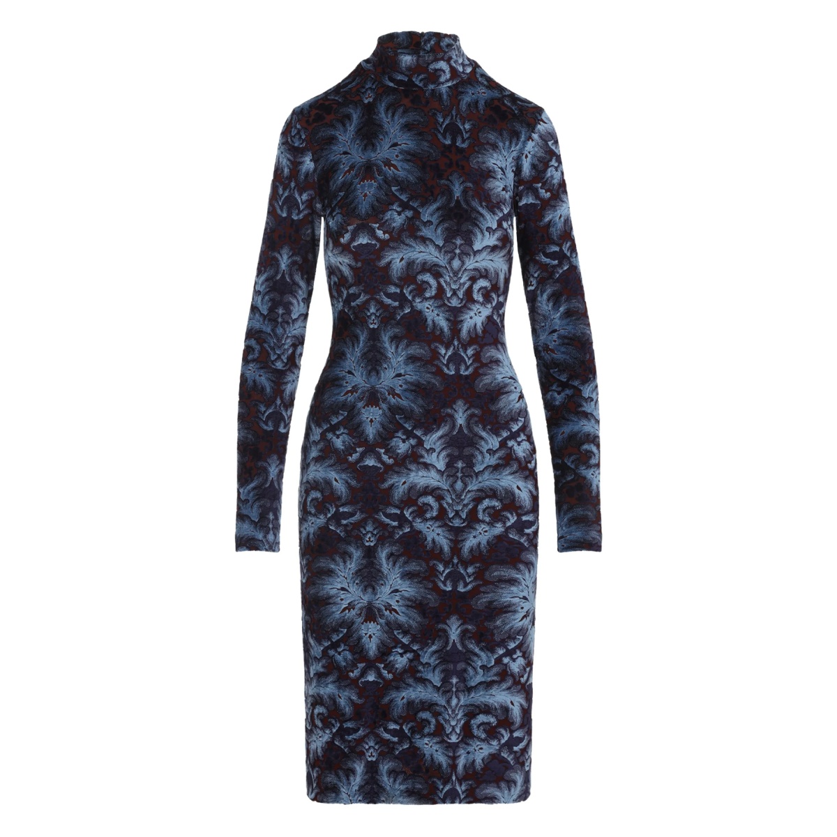 floral-pattern mock-neck midi dress