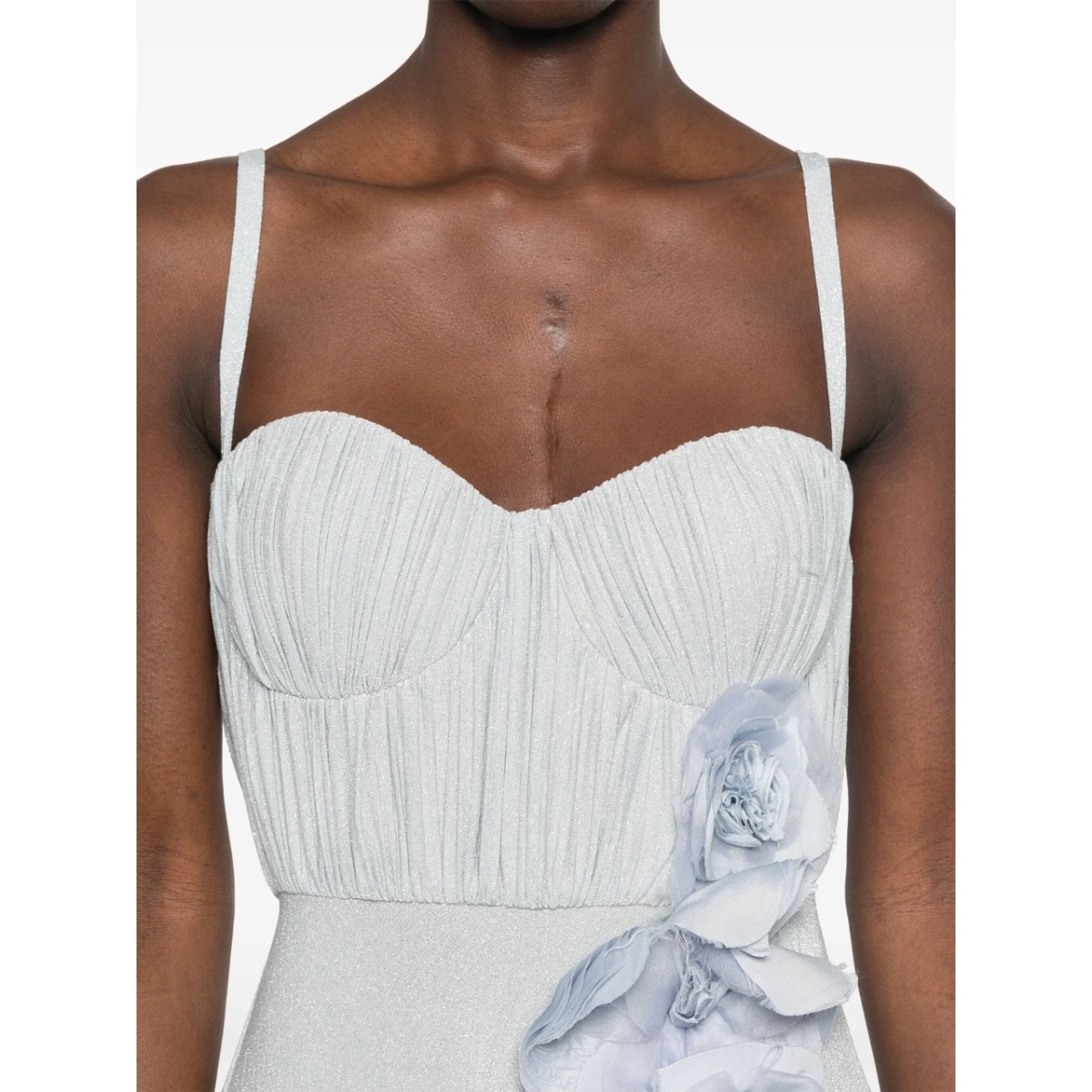 flower-embroidery lurex gown - Img 5