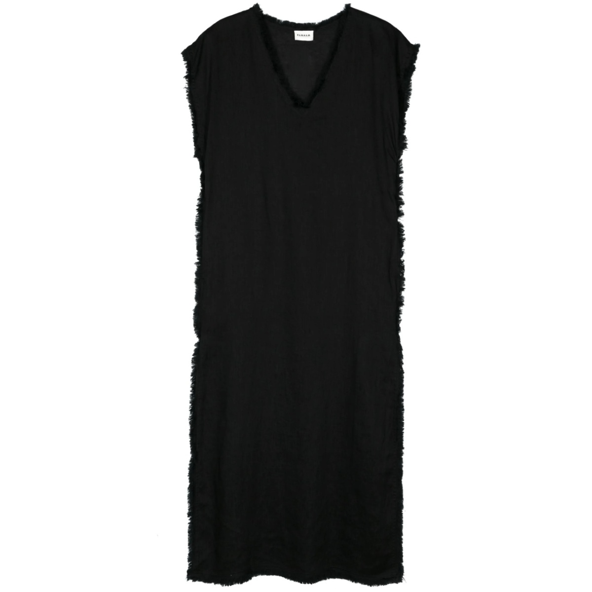 frayed linen midi dress