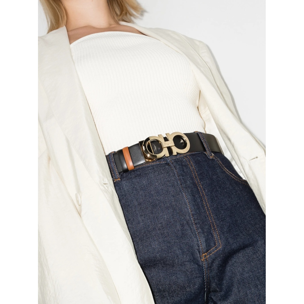 Gancini reversible leather belt - Img 2