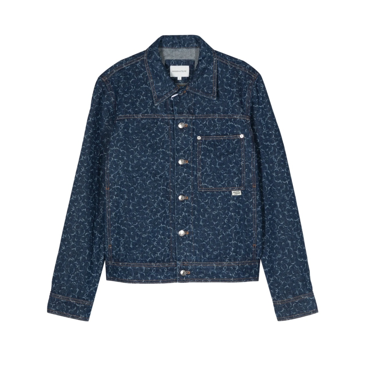 geometric-patterned denim jacket
