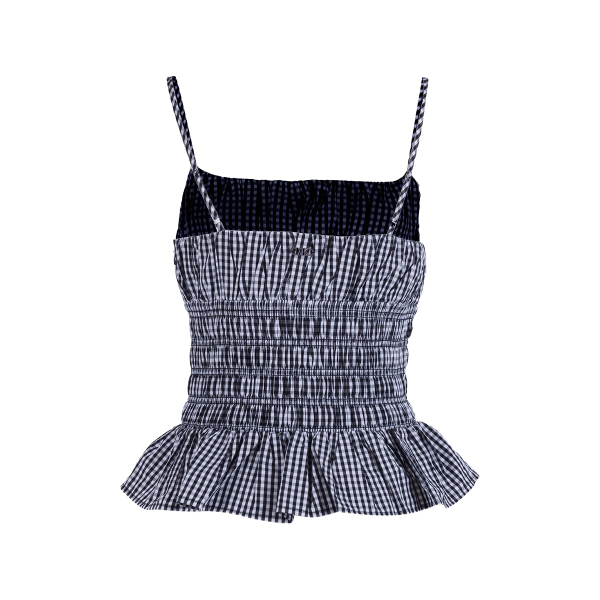 gingham-pattern smocked top - Img 2