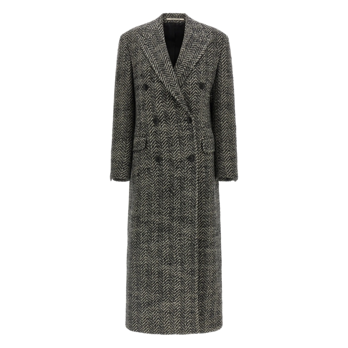 herringbone double-breasted coat