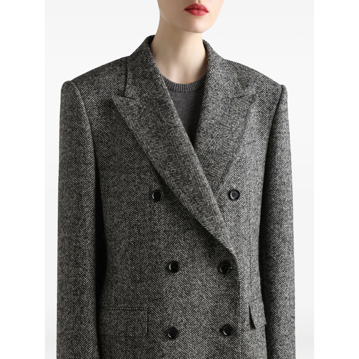 herringbone double-breasted jacket - Img 4