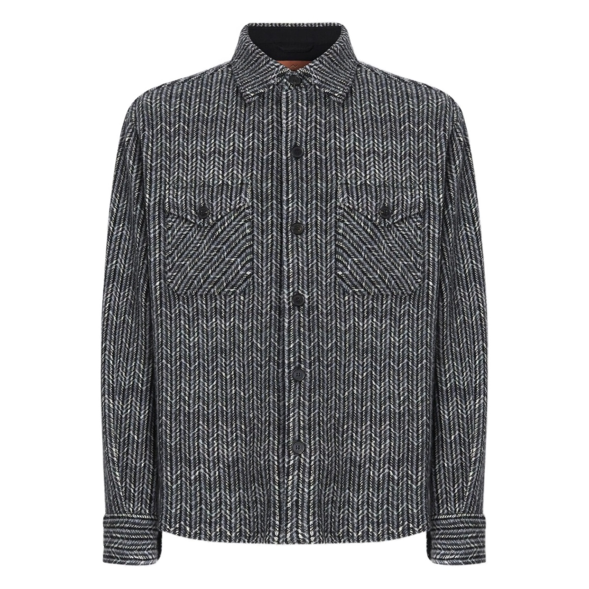 herringbone-pattern shirt