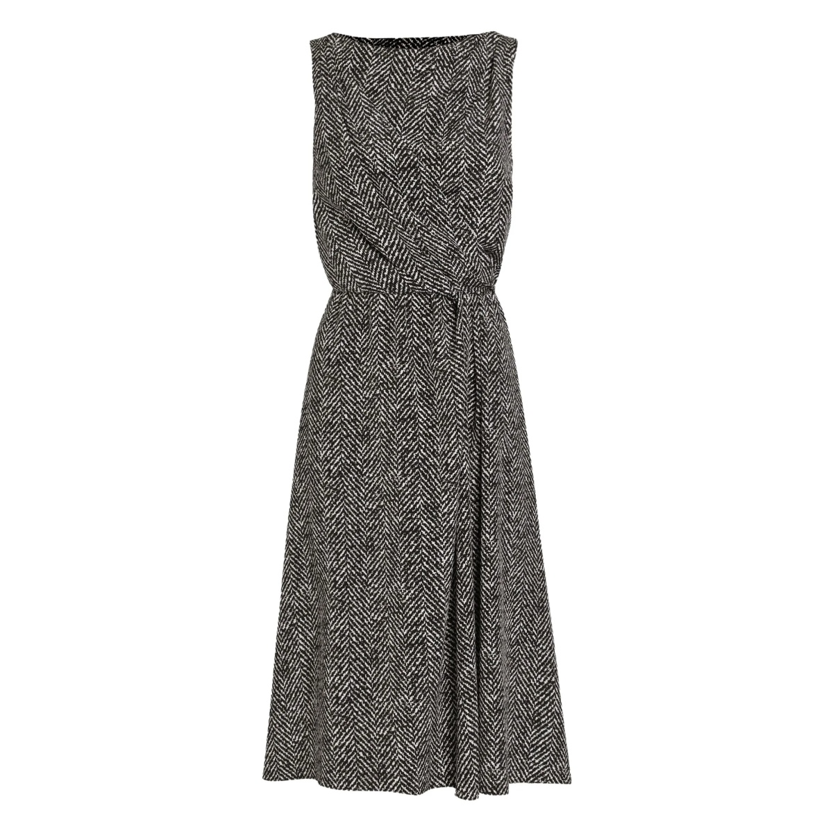 herringbone sleeveless midi dress