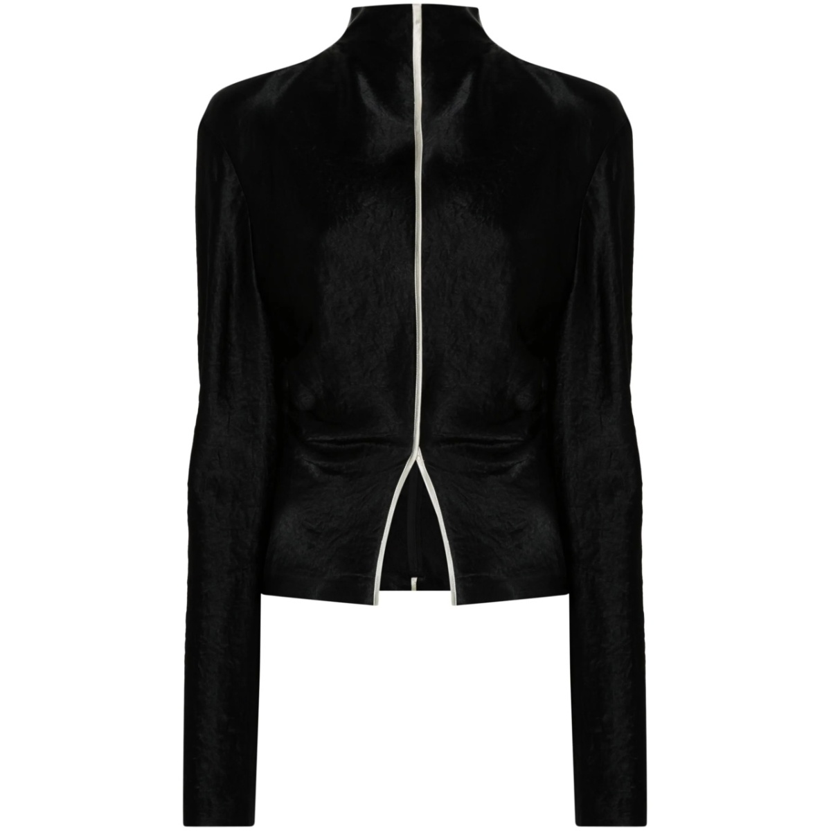 high-neck draped top