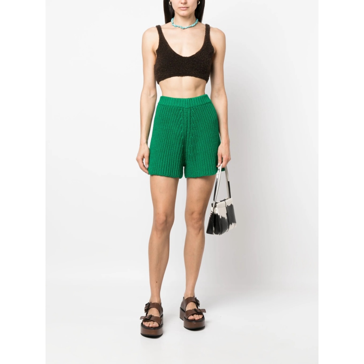 high-waisted knitted shorts - Img 2