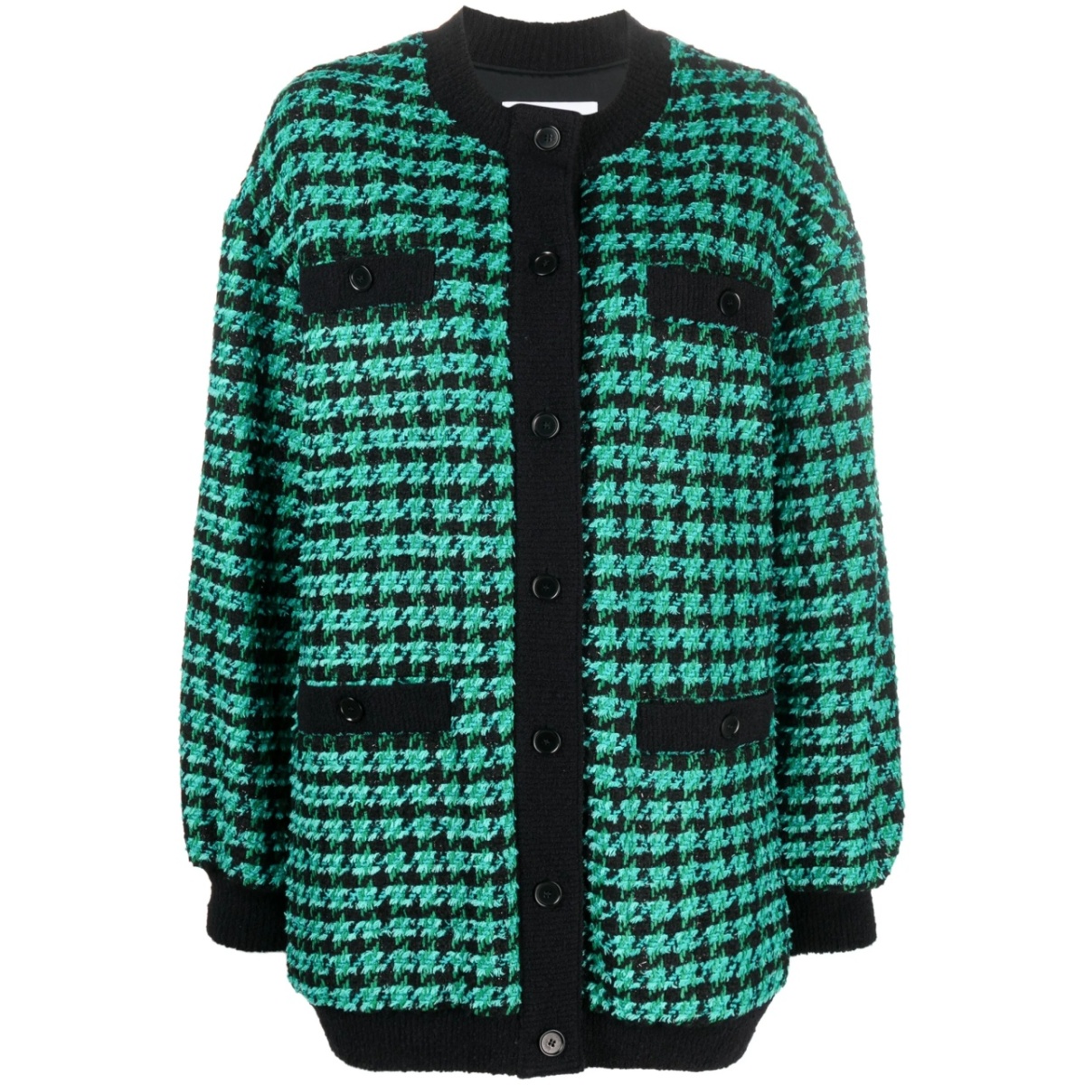 houndstooth-pattern tweed cardi-coat