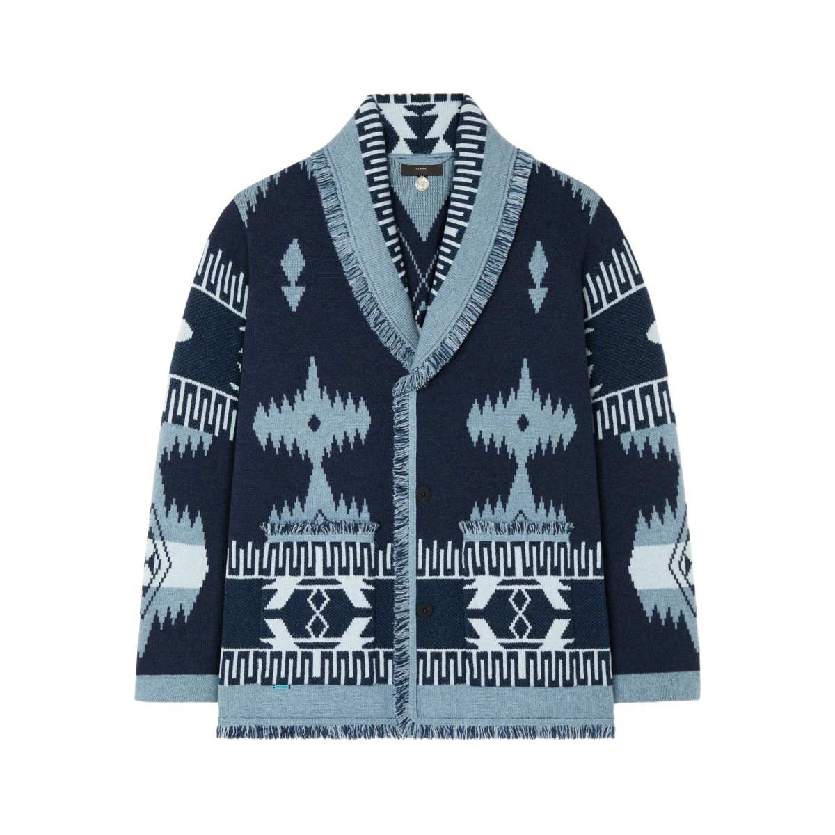 Icon jacquard fringed cardigan