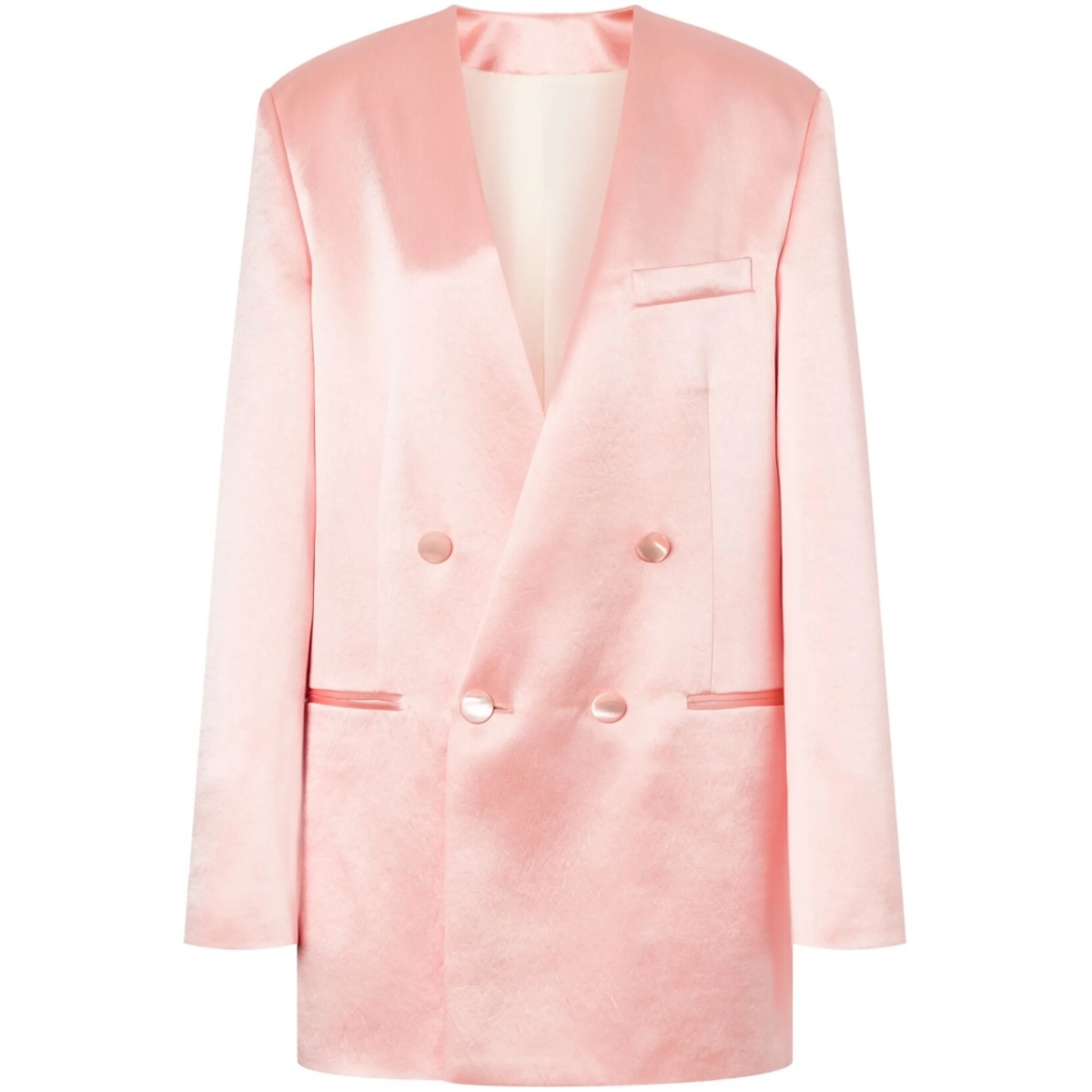 lapeless double-breasted blazer