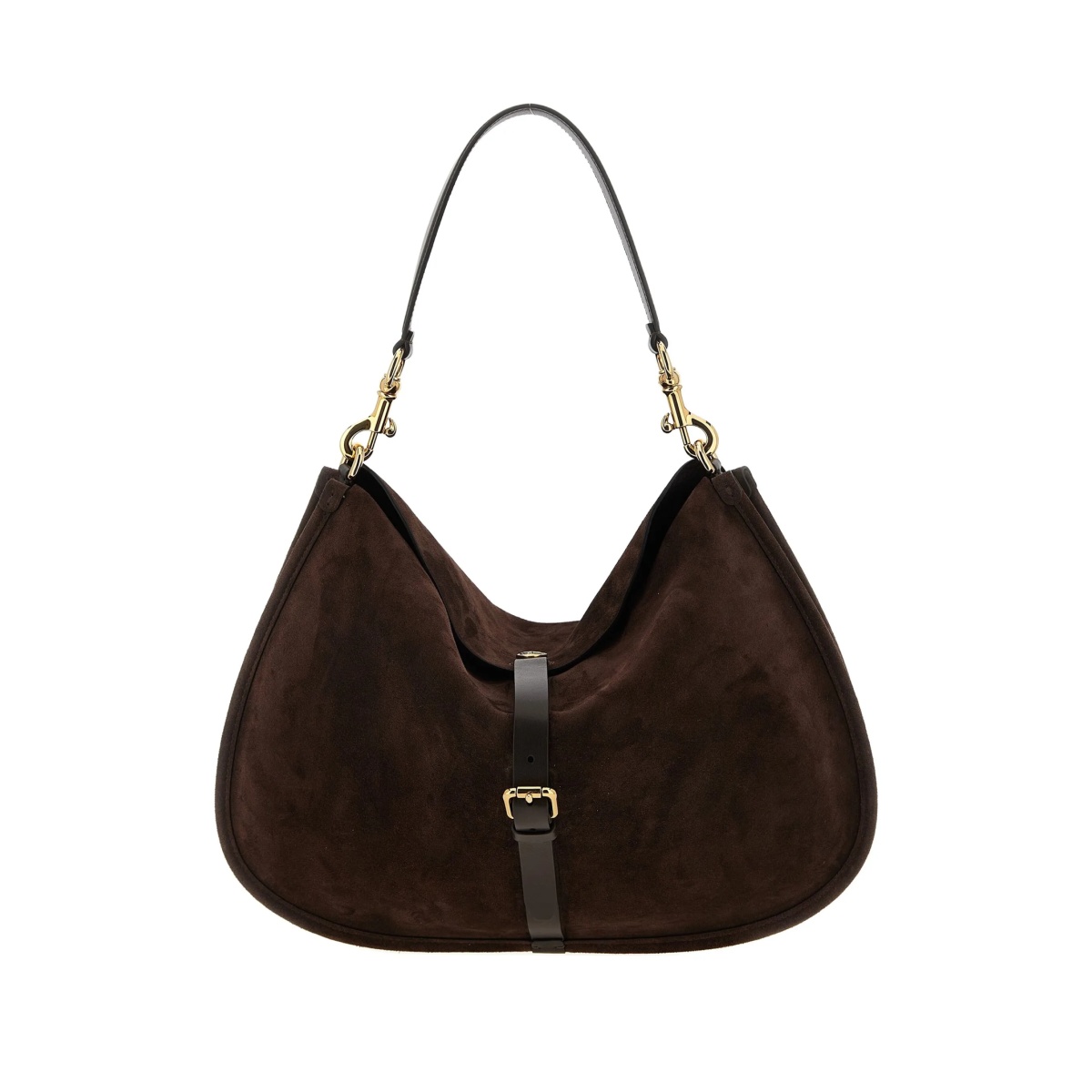 large buckle shoulder bag
