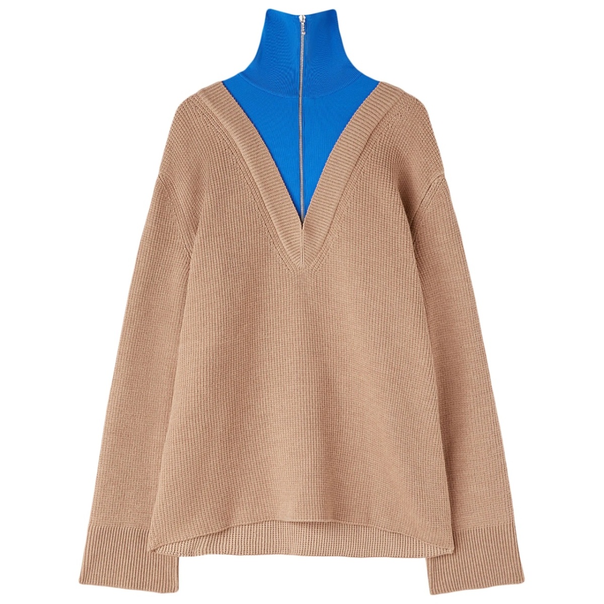 layered-design wool-blend jumper