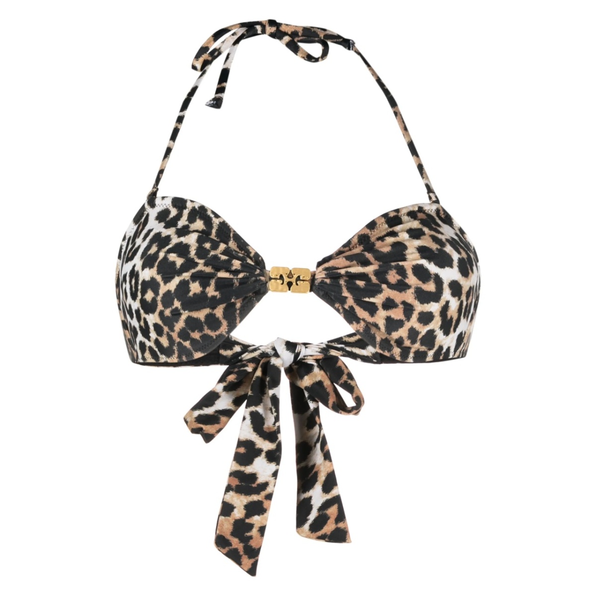 leopard-print halterneck bikini top