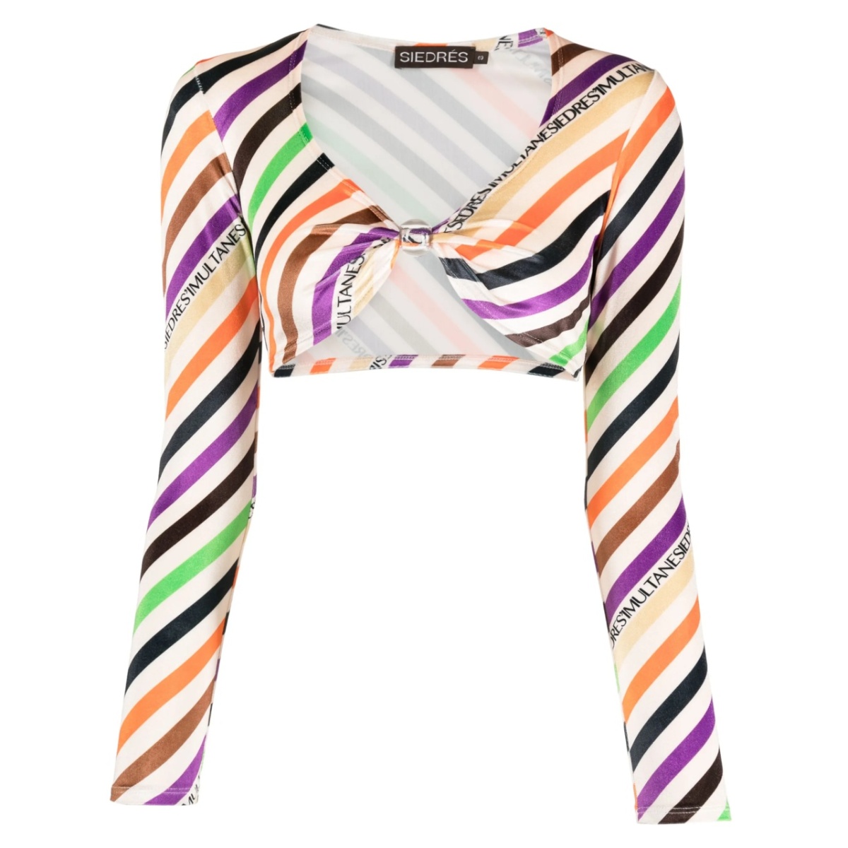 Logan striped twist-front crop top