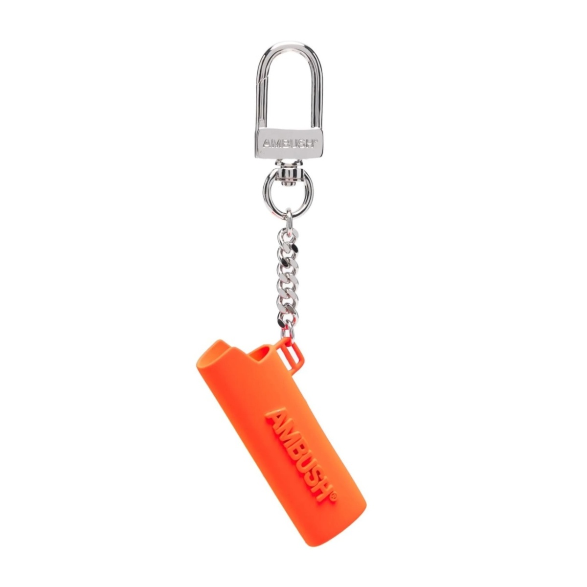 logo-embossed lighter case keyring