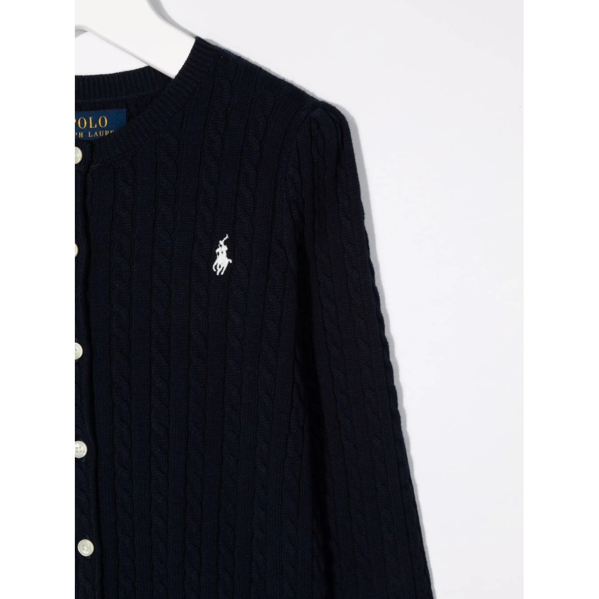 logo-embroidered cable-knit cardigan - Img 3