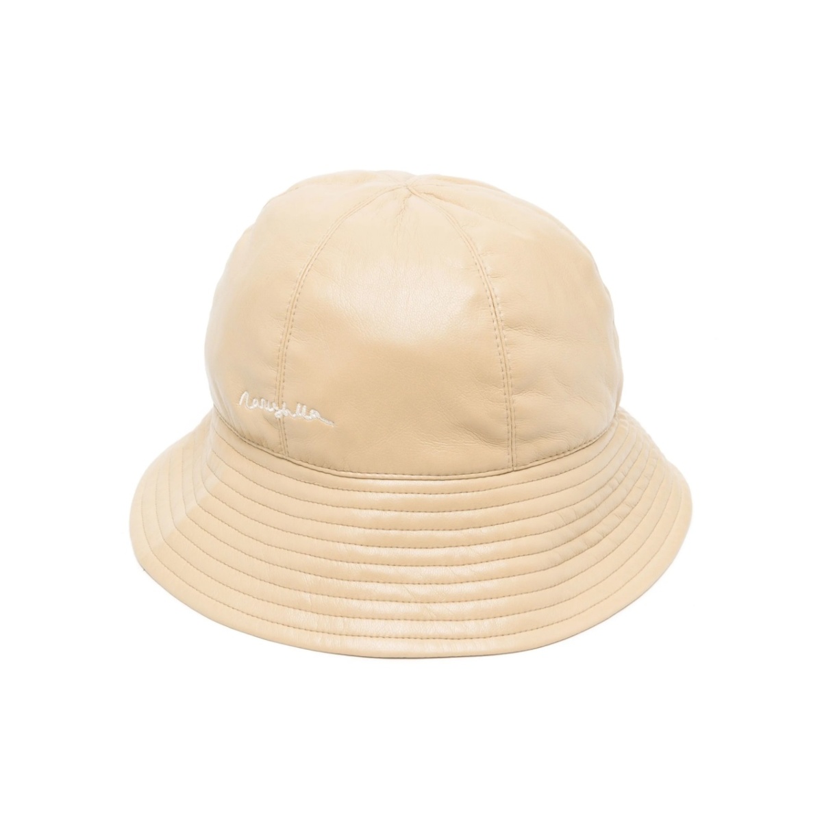 logo-embroidered faux-leather bucket hat