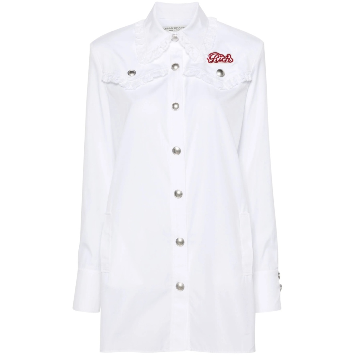 logo-patch lace-trim minidress
